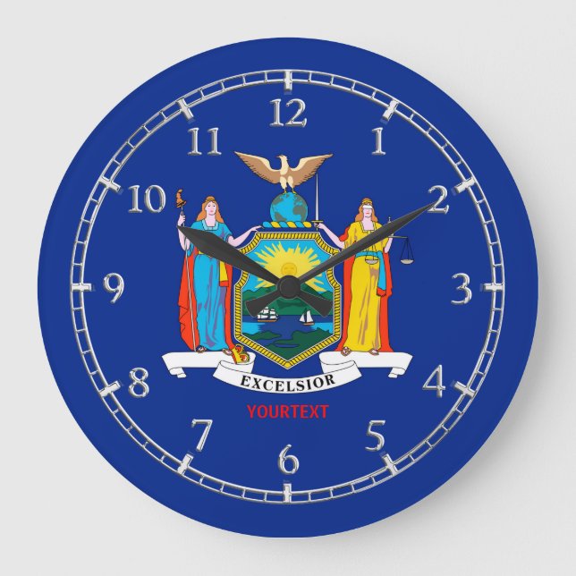 Personalised New York State Flag Design on a Large Clock (Front)