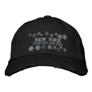 Personalised New York Winter Snowflakes Embroidered Hat