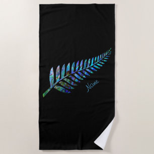 PERSONALISED NEW ZEALAND FERN PAUA BEACH TOWEL