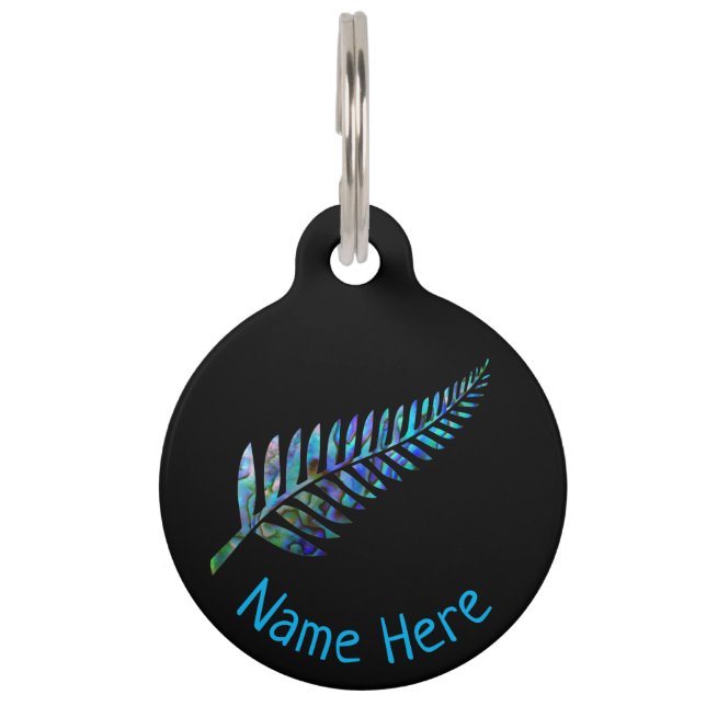 PERSONALISED NEW ZEALAND FERN PAUA PET TAG (Front)