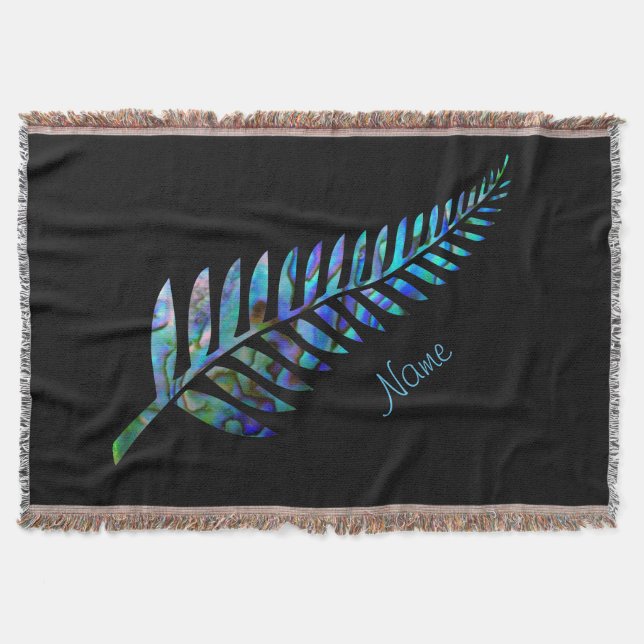 PERSONALISED NEW ZEALAND FERN PAUA THROW BLANKET (Front)