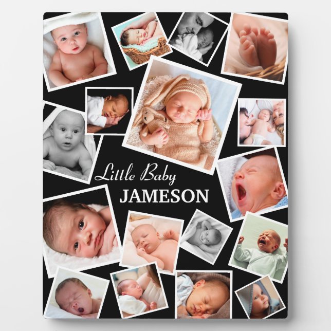 Personalised Newborn Baby 17 Photo | Gift Plaque (Front)