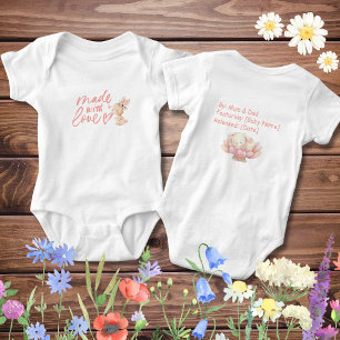 Personalised Newborn Baby Girl Bodysuit Cute Bunny