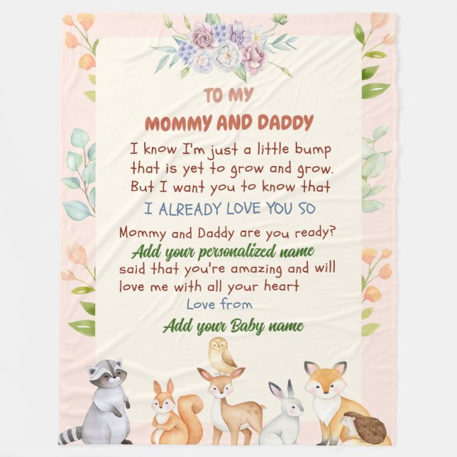 Personalised Newborn Blanket with Name Gift (Front)