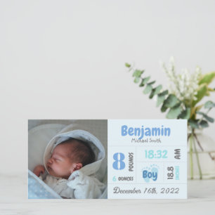Personalised Newborn Photo Birth Announcement Card