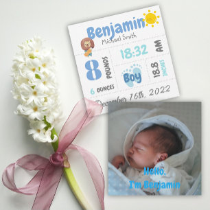 Personalised Newborn Photo Birth Announcement Card