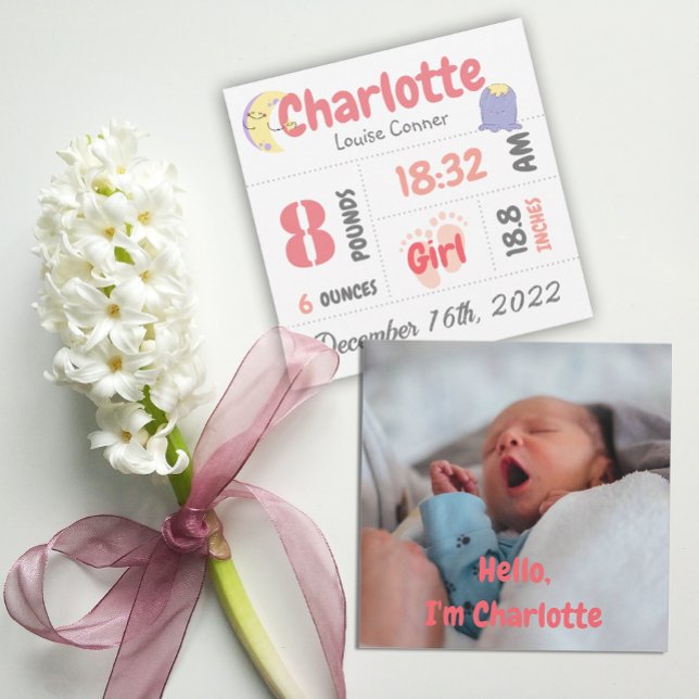 Personalised Newborn Photo Birth Announcement Card (Creator Uploaded)