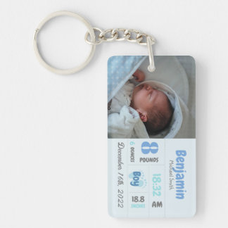 Personalised Newborn Photo Birth Announcement Key Ring