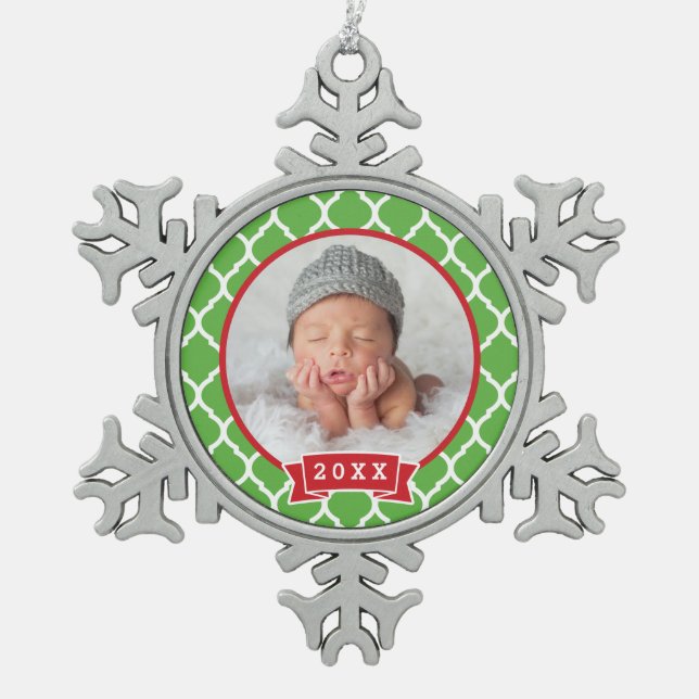 Personalised Newborn Photo Keepsake Ornament (Front)