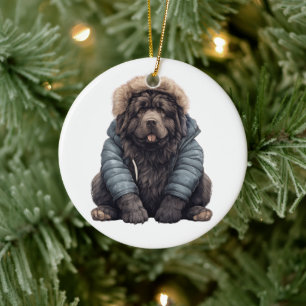 Personalised Newfoundland Dog Ceramic Tree Decoration
