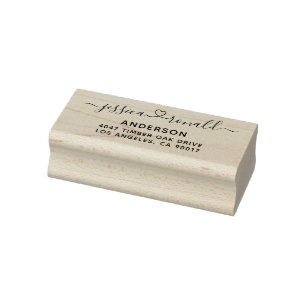Personalised Newly Weds Calligraphy Script Address Rubber Stamp