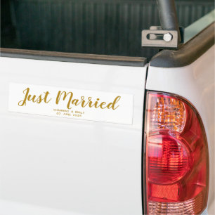 Personalised Newlywed Honeymoon Just Married Bumper Sticker