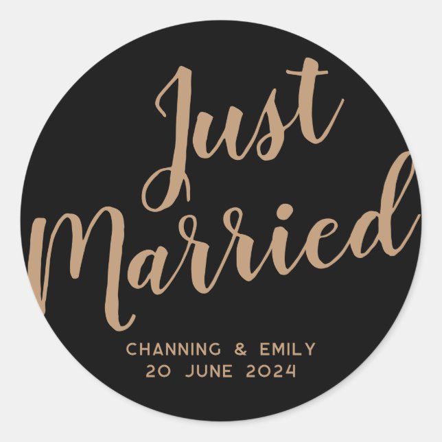 Personalised Newlywed Honeymoon Just Married Classic Round Sticker (Front)