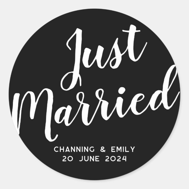 Personalised Newlywed Honeymoon Just Married Classic Round Sticker (Front)
