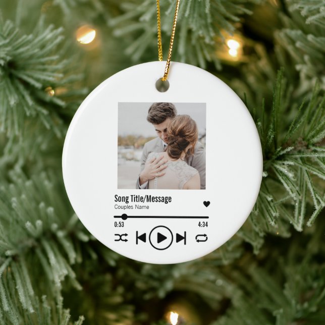 Personalised Newlywed Photo Song Playlist Ceramic Tree Decoration (Tree)