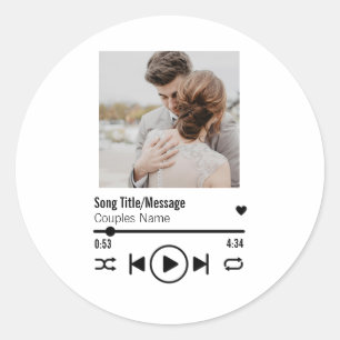 Personalised Newlywed Photo Song Playlist Classic Round Sticker