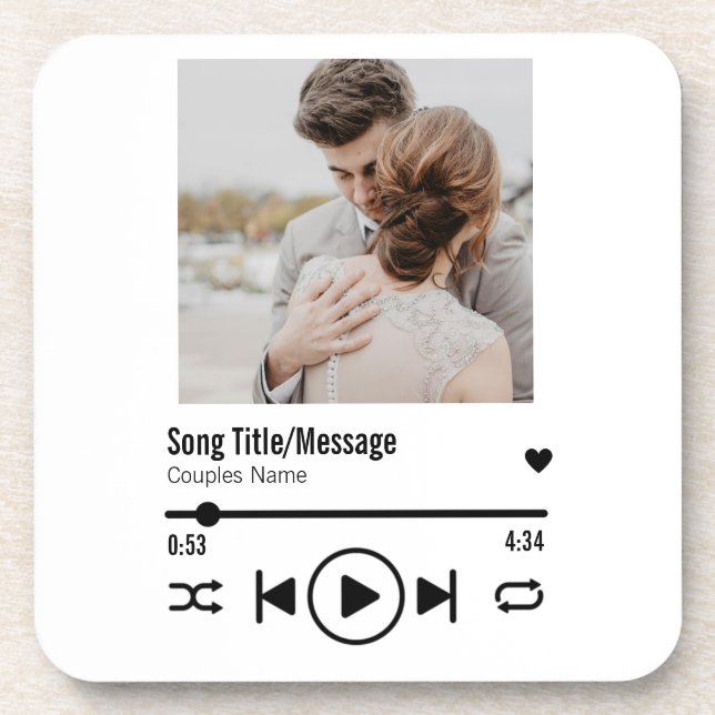 Personalised Newlywed Photo Song Playlist Coaster (Front)