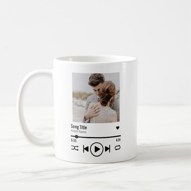 Personalised Newlywed Photo Song Playlist Coffee Mug (Left)