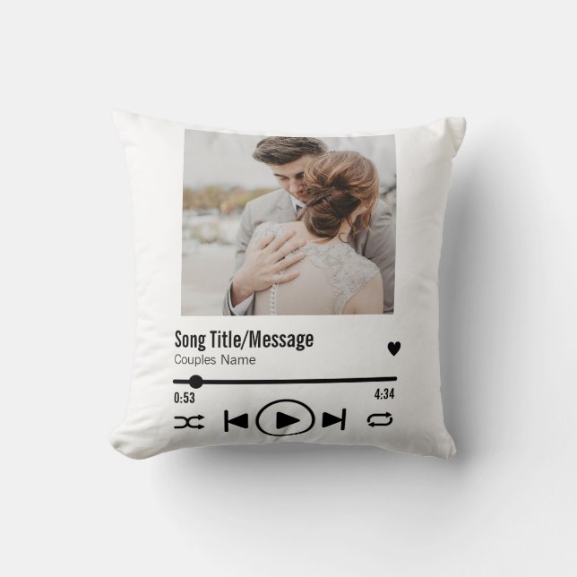 Personalised Newlywed Photo Song Playlist Cushion (Front)