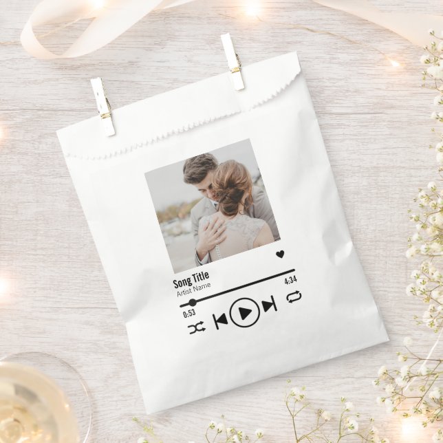 Personalised Newlywed Photo Song Playlist Favour Bags (Clipped)