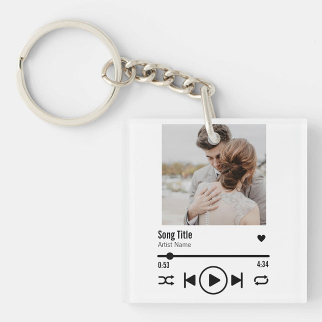Personalised Newlywed Photo Song Playlist Key Ring (Front)