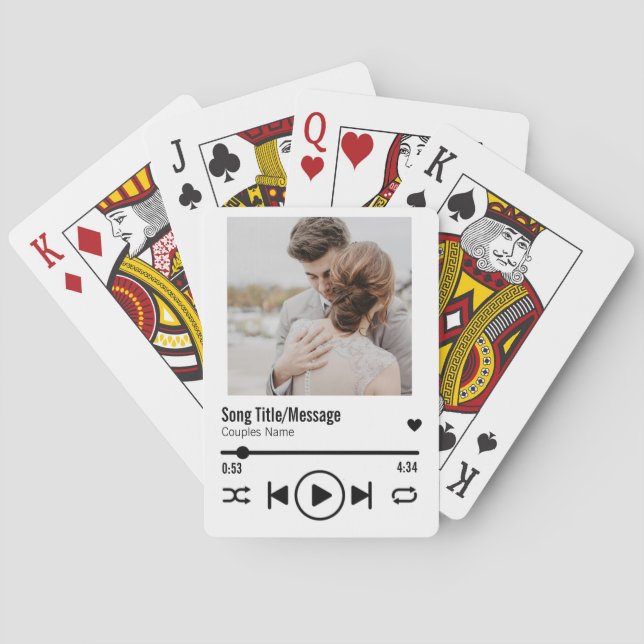 Personalised Newlywed Photo Song Playlist Playing Cards (Back)