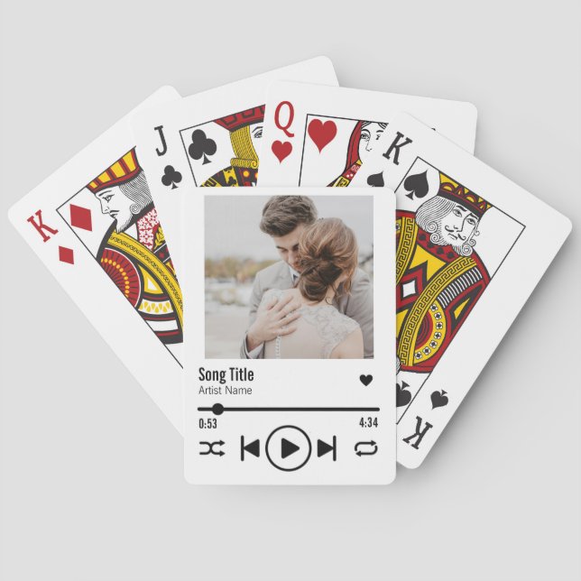 Personalised Newlywed Photo Song Playlist Playing Cards (Back)