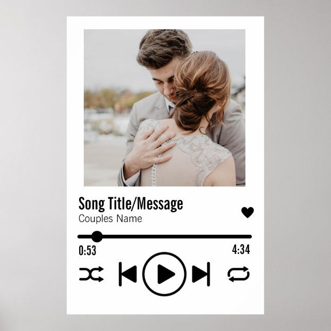 Personalised Newlywed Photo Song Playlist Poster (Front)