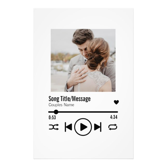 Personalised Newlywed Photo Song Playlist Print (Front)