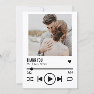 Personalised Newlywed Photo Song Playlist Thank You Card
