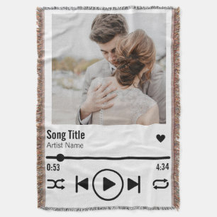 Personalised Newlywed Photo Song Playlist Throw Blanket
