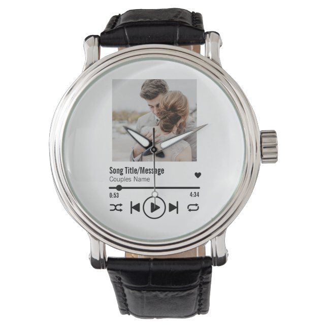 Personalised Newlywed Photo Song Playlist Watch (Front)