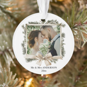 Personalised Newlywed Wedding Photo Christmas  Ornament