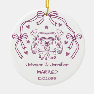 Personalised Newlyweds Just Married Wedding Ceramic Tree Decoration