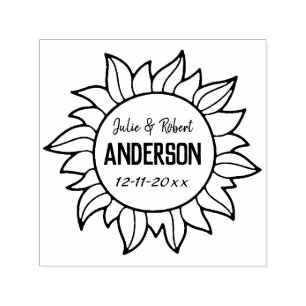 Personalised Newlyweds Wedding Date Sun Seal Self-inking Stamp