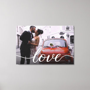 Personalised Newlyweds Wedding Photo Love script Canvas Print