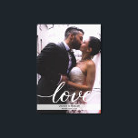 Personalised Newlyweds Wedding Photo Love script Canvas Print<br><div class="desc">Customise this stretched canvas with your favourite wedding photo. Personalise with your names and special date. An elegant,  script and trendy font used for the word "Love". A perfect gift for newlyweds.</div>