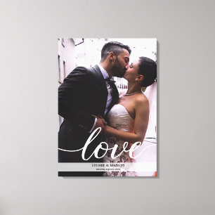 Personalised Newlyweds Wedding Photo Love script Canvas Print