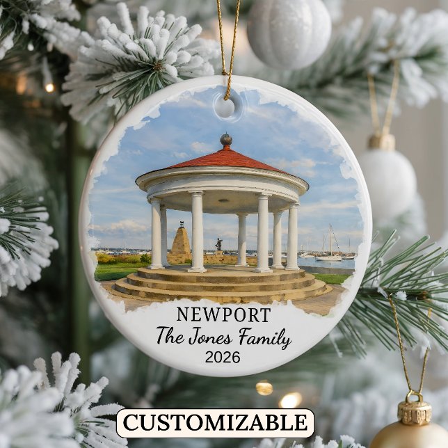 Personalised Newport Ornament, Custom Rhode Island Ceramic Tree Decoration (Creator Uploaded)