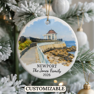 Personalised Newport Ornament, Custom Rhode Island Ceramic Tree Decoration