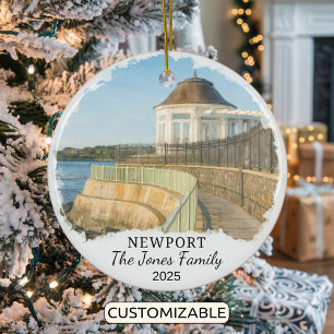 Personalised Newport Ornament, Rhode Island Ceramic Tree Decoration