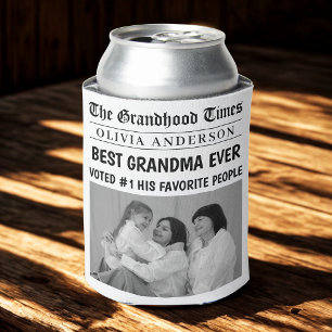 Personalised Newspaper   Best Grandma Ever Can Cooler