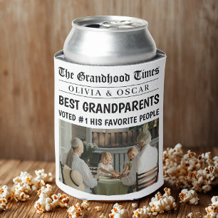 Personalised Newspaper    Best Grandparent Gift Can Cooler