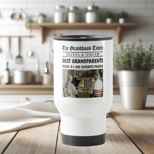 Personalised Newspaper Best Grandparents Gift Travel Mug