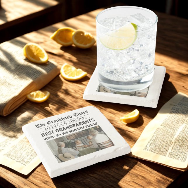 Personalised Newspaper | Best Grandparents Stone Coaster (Creator Uploaded)