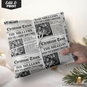 Personalised Newspaper Christmas Wrapping Paper