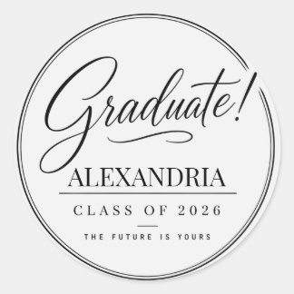 Personalised Newspaper Graduation 2026 Classic Rou Round Sticker