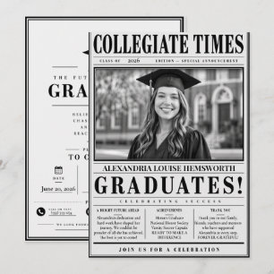 Personalised Newspaper Graduation Invitation 2026