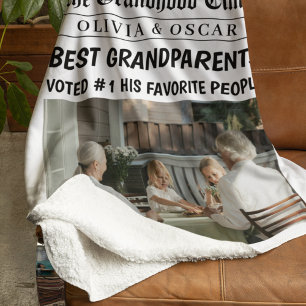 Personalised Newspaper Grandparents Gift Sherpa Blanket