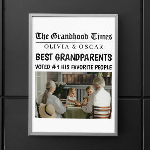 Personalised Newspaper Photo   Best Grandparents Poster